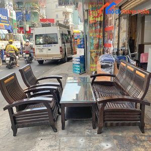 Bộ Salon Gỗ Nhập Khẩu Đài Loan Đen Bóng Cũ