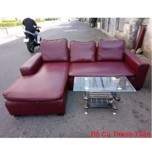 Sofa Bọc Da Màu Tím Cũ Thanh Lý Giá Rẻ - Mã 810