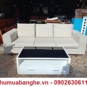 Thanh lý bộ sofa vải bố màu xám cũ giá rẻ