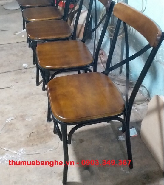 ghe-cafe-chu-x-mat-go Thanh lý ghế cafe chữ X chân sắt mặt gỗ