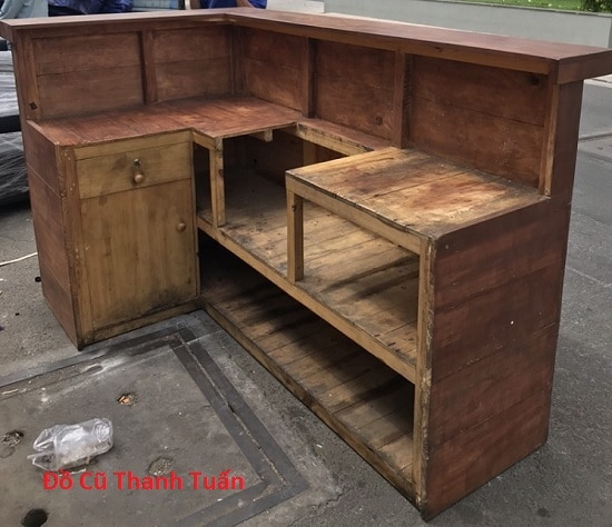 mau-quay-go-cu-cao-cap-thanh-ly1 Bán Quầy Gỗ Chữ L Cũ Giá Rẻ - Mã 810