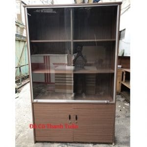 Tủ Hồ Sơ Cửa Lùa Bằng Kính Cũ - Mã 870