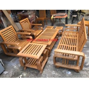 Thanh Lý Bộ Sa Lông Gỗ Sồi Cũ Đẹp Như Mới - Mã 319