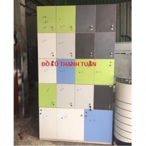 Tủ Locker Gỗ Cũ 1M2x2M2 Nhiều Ngăn - Mã 587