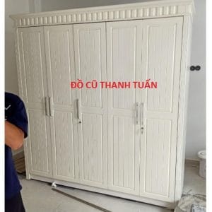 Thanh Lý Tủ Quần Áo 5 Cánh Màu Trắng Cũ - Mã 572