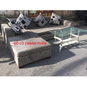 Bộ Sofa Chữ L Cũ Bọc Vải Màu Xám - BSFC44