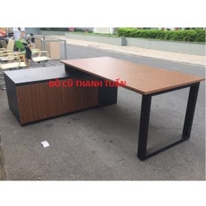 Bàn Làm Việc Liền Tủ Kệ 1M8x90 Cũ Chân Sắt - BLVC224