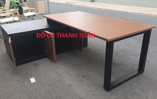 ban-lien-ke-cu-gia-re1 Bàn Làm Việc Liền Tủ Kệ 1M8x90 Cũ Chân Sắt - BLVC224