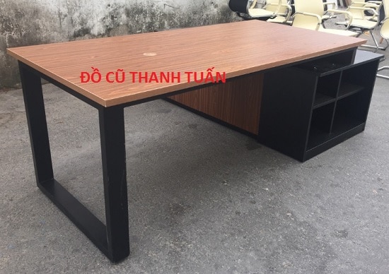 ban-lien-ke-cu-gia-re2 Bàn Làm Việc Liền Tủ Kệ 1M8x90 Cũ Chân Sắt - BLVC224