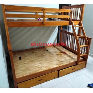 Thanh Lý Giường Tầng Gỗ Tự Nhiên Cũ 1M4x2M - GC62