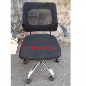 Thanh Lý Ghế Xoay Văn Phòng Lưng Lưới Cũ Màu Đen - GVPC309