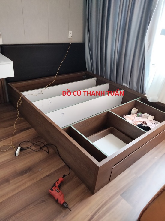 6-Copy Thanh Lý Giường Gỗ 1m6x2m Bọc Da 2 Hộc