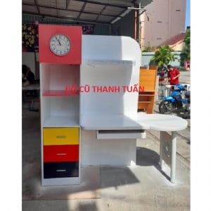 Bàn Học 50cmx1m2 Gỗ Liền Tủ Ngang 45 Cao 1m8