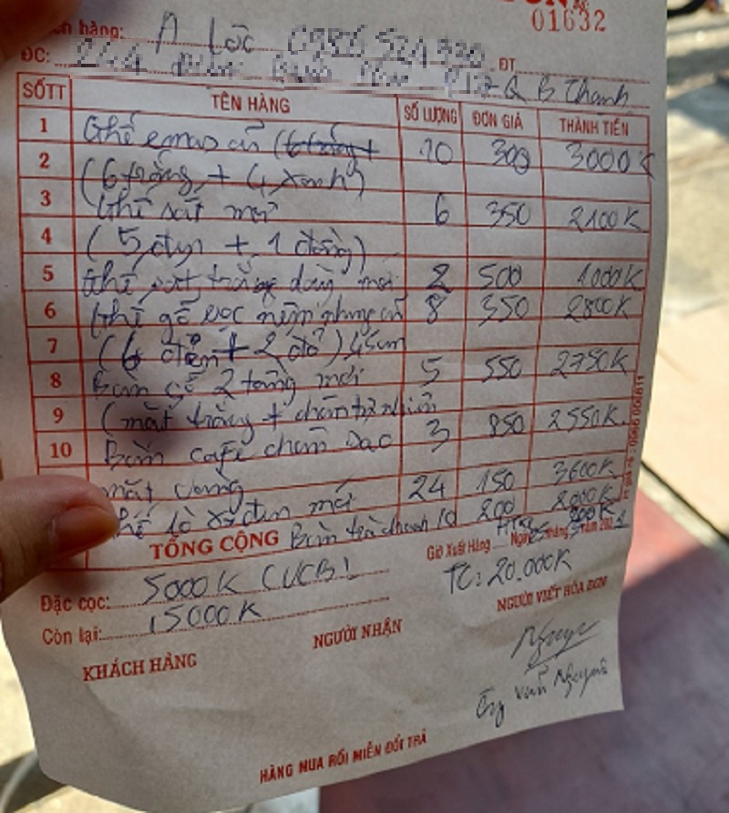 hoa-don Hóa đơn 20 triệu của anh Lộc gồm những gì?