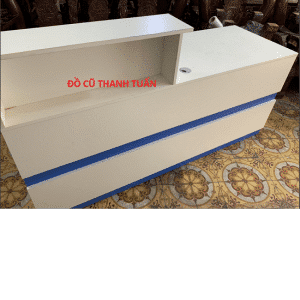 Thanh Lý Quầy Cũ Giá Rẻ Màu Trắng Viền Xanh - QC43