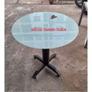 Bàn Cafe Mặt Tròn Màu Trắng Chân Sắt Mới 90% - BCFC44