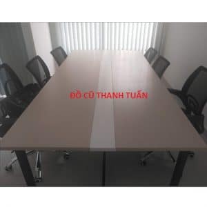 Bàn Họp Mặt Gỗ Chân Sắt 1m2*2m4 Cũ