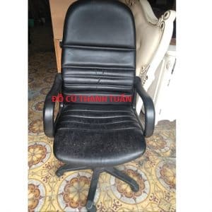 Ghế Xoay Văn Phòng Bọc Da Chân Gỗ Cũ - GVPC298