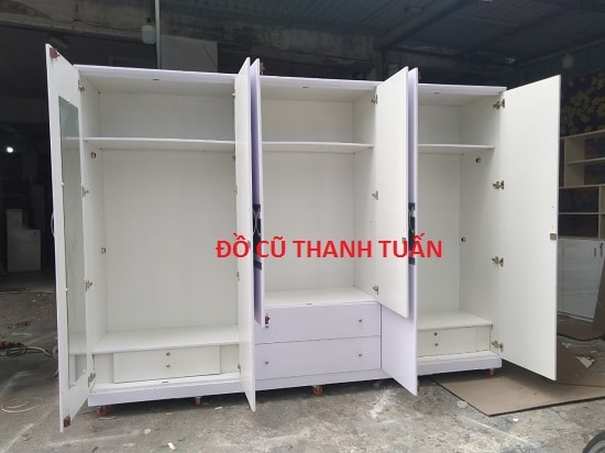 4-22 Tủ Áo Cũ 6 Cánh Màu Trắng 2M8 x 2M1 x 53Cm - TQAC45