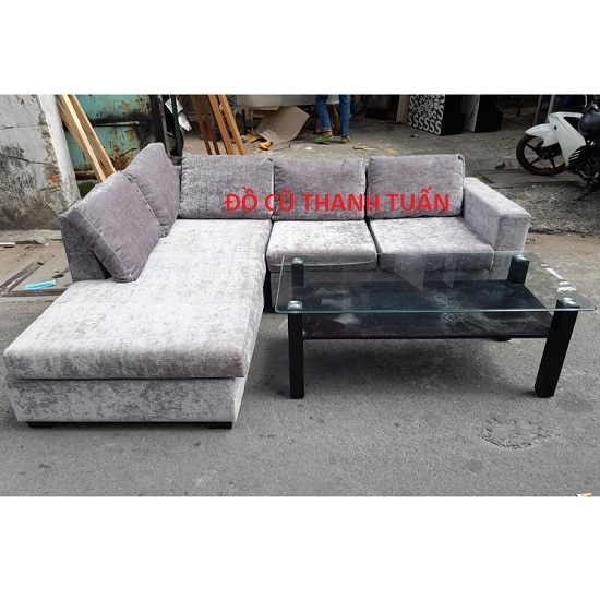 2-17 Bộ Sofa Góc Bọc Vải Nhung Mới 95% Giá Rẻ - BSFC111