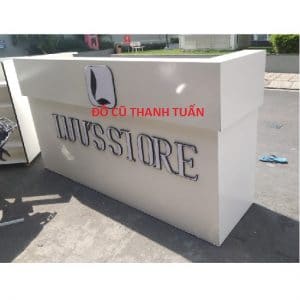 Quầy Lễ Tân Cũ Màu Trắng 2M3*1M2 Sâu 60Cm - QC05