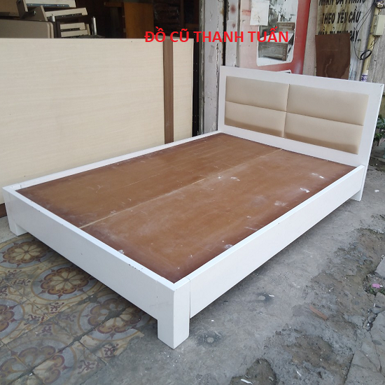 Thanh lý giường gỗ tự nhiên 1m4 trắng cũ giá rẻ - Thanh Tuấn