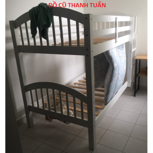 Thanh Lý Giường Gỗ 2 Tầng Màu Trắng Cũ Giá Rẻ - GC162