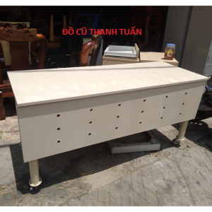 Thanh Lý Bàn Làm Việc Cũ Chân Sắt Có Bánh Xe - BLVC391