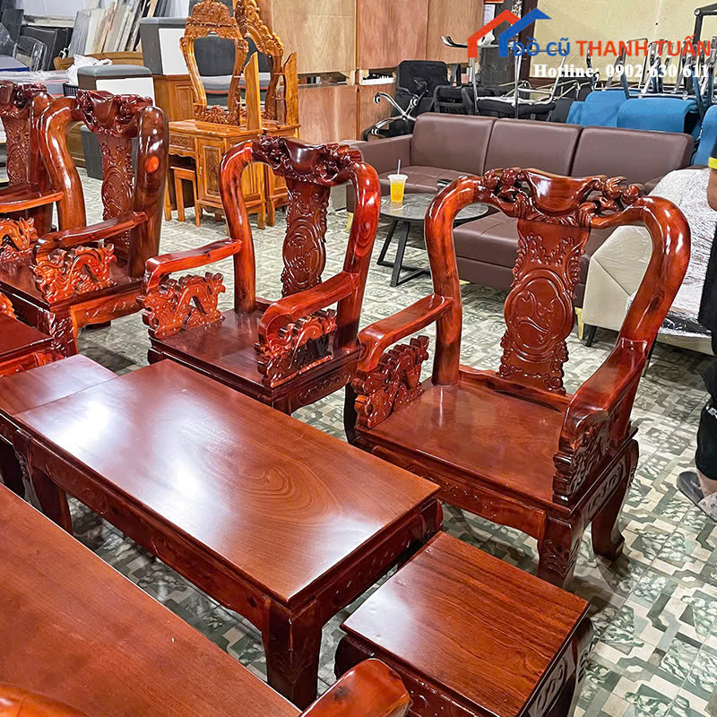 z6971958321741_96a2a4803e4cea332a68938578f98c53 Bộ Salon Gỗ Tràm Đào Tay 8 Phúc - Lộc - Thọ Mới 99%