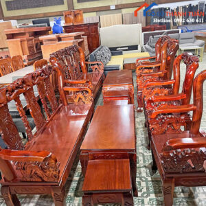 Bộ Salon Gỗ Tràm Đào Tay 8 Phúc - Lộc - Thọ Mới 99%