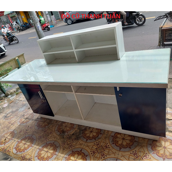 QUẦY-CŨ-GIÁ-RẺ-2 Quầy Trắng Xanh Ngang 1m85 Cũ - QC139