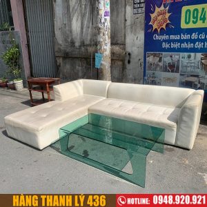 Bộ Sofa Góc L Màu Trắng Cũ Giá Rẻ