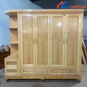 Thanh Lý Tủ Quần Áo Sồi 4 Cánh Liền Kệ