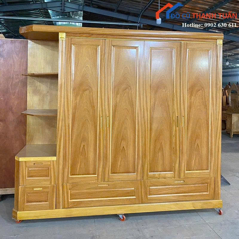 thanh-ly-tu-quan-ao-soi-4-canh-lien-ke-3 Thanh Lý Tủ Quần Áo Sồi 4 Cánh Liền Kệ