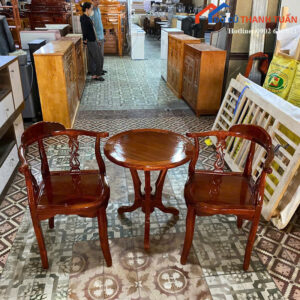 Bộ Bàn Ghế Cafe Gỗ Tràm Thiết Kế Cổ Điển Mới 99%