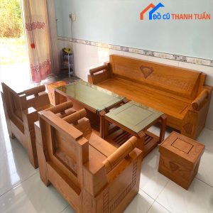 Thanh Lý Bộ Salon Gỗ Sồi Đối Kim Cương Cũ