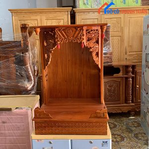 Bàn Thờ Ông Địa Gỗ Thông Ngang 55cm Tồn Kho