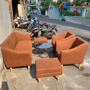 Bộ Sofa Bọc Vải Màu Nâu Cũ Đẹp