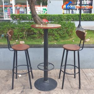 Bộ Bàn Ghế Bar Mặt Gỗ Chân Sắt Cũ Giá Rẻ