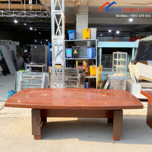 Bàn Họp Cũ 2M4x1M2 Màu Nâu Kiểu Oval Hiện Đại