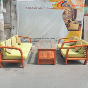 Bộ Bàn Ghế Salon Gỗ Lót Nệm Cũ