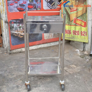 Xe Đẩy Inox 2 Tầng Dùng Trong Spa Cũ