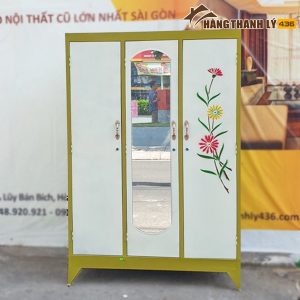 Tủ Quần Áo Sắt 3 Cánh Cũ Giá Rẻ 1m82 x 1m23