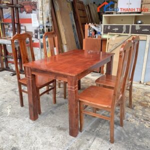 Bộ Bàn Ăn Gỗ Tràm Cũ 4 Ghế Lưng Cao Sale Rẻ
