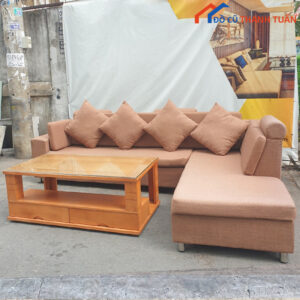 Bộ Sofa Bọc Vải Nỉ Cũ Màu Nâu Giá Rẻ