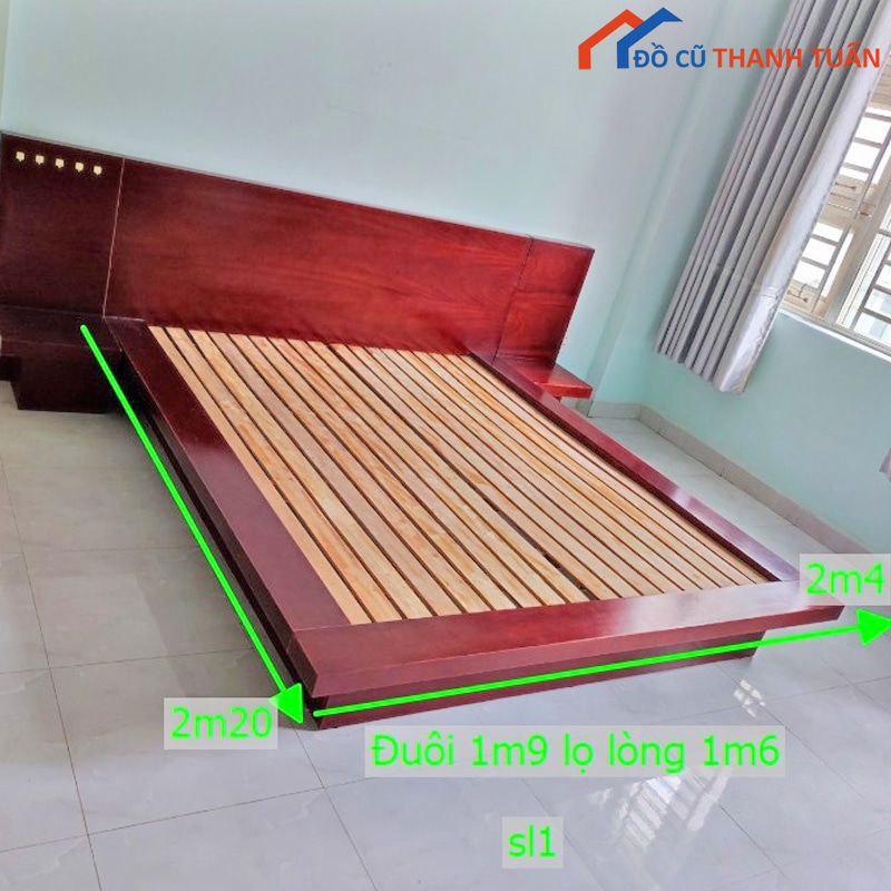 giuong-cu-2-1 Giường Gỗ Xoan Đào Cũ 2M20 x 2M4 Giá Rẻ