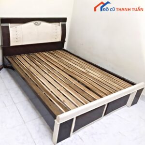 Giường Cũ Gỗ Phối Màu Nâu Trắng 1M2x2M