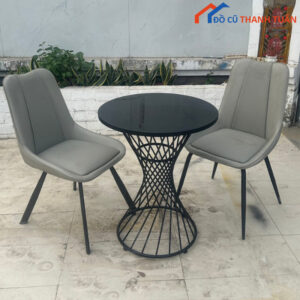 Bộ Bàn Ghế Bọc Da Simili Xám Cũ Giá Rẻ