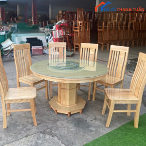 Thanh Lý Bộ Bàn Ăn Gia Đình Gỗ Sồi Mới 99%