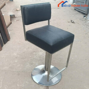Ghế Bar Chân Sắt Da Simili Màu Đen Cũ